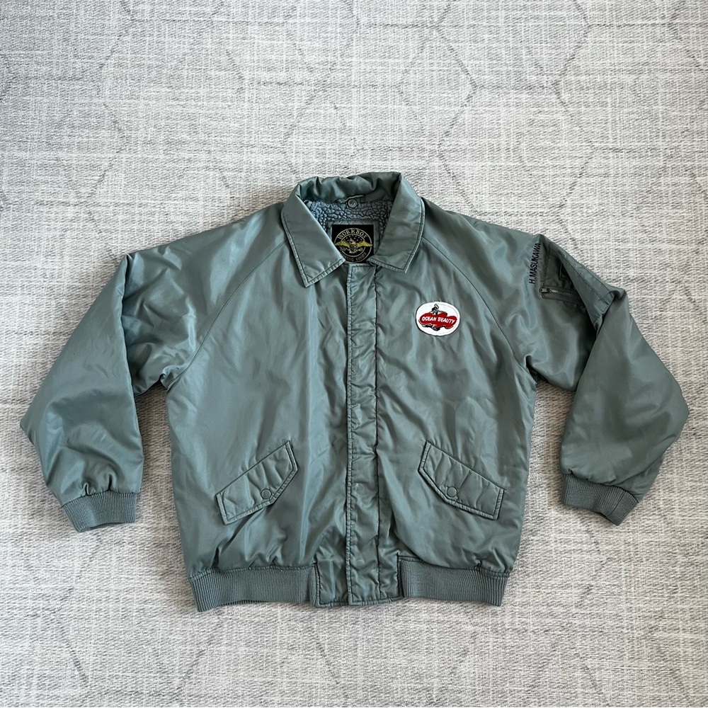 Vintage 1960s Workbox Sporting Goods Mens Ocean Beauty Pilot Japan Bomber Jacket